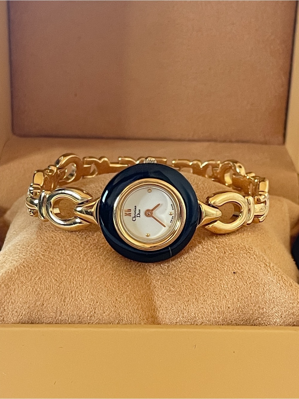 Christian Dior Gold With Black Change Bezel Link Bracelet Watch - Picture 15 of 16